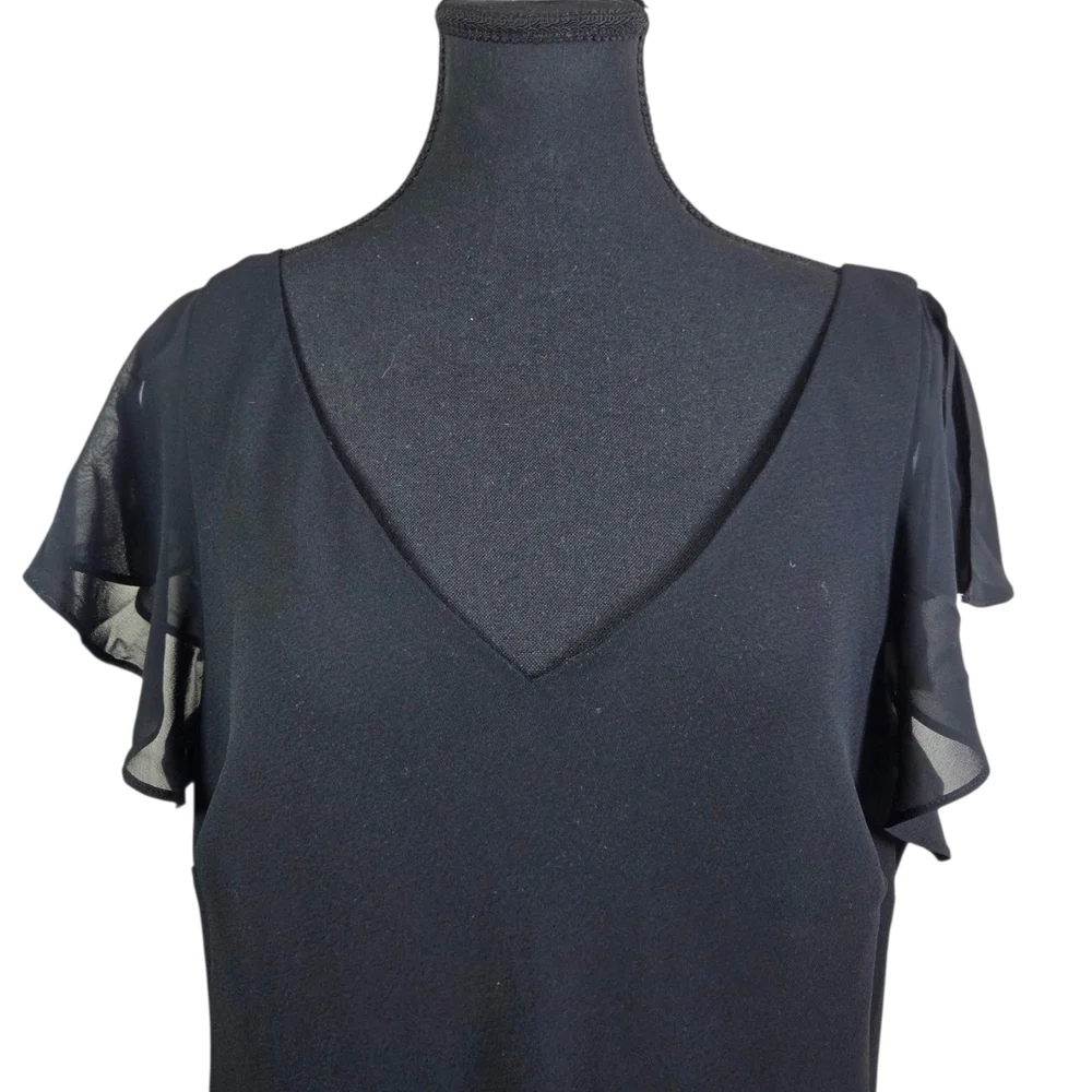 Jessica Black V-Neck Dress With Fluttery Sleeves Size 18 - Picture 4 of 7